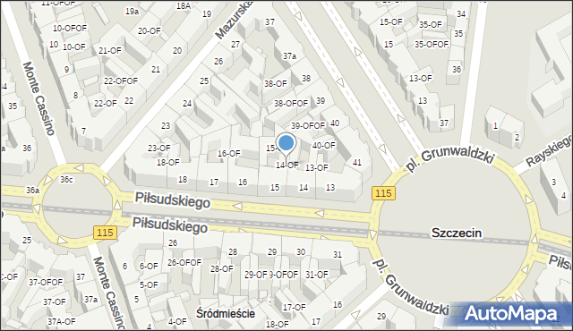 Szczecin, Piłsudskiego Józefa, marsz., 14-OF, mapa Szczecina