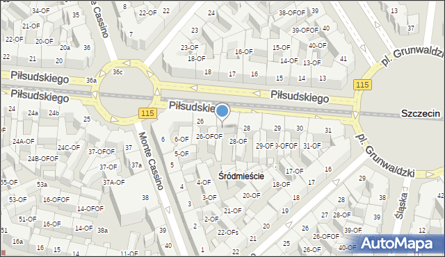 Szczecin, Piłsudskiego Józefa, marsz., 27, mapa Szczecina