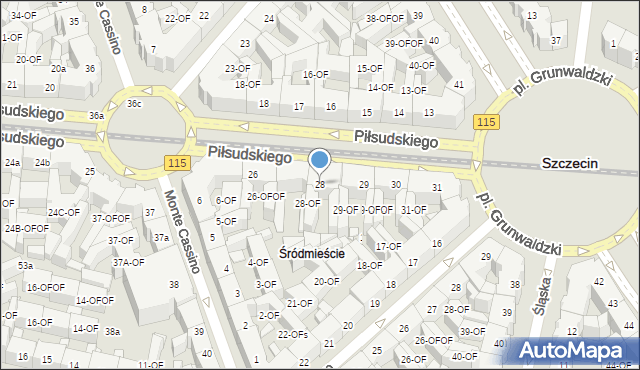 Szczecin, Piłsudskiego Józefa, marsz., 28, mapa Szczecina