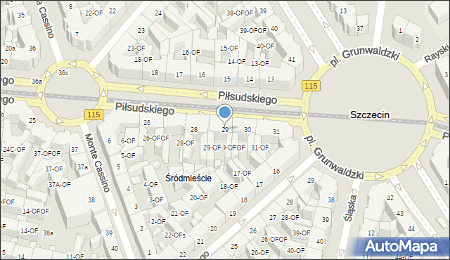 Szczecin, Piłsudskiego Józefa, marsz., 29, mapa Szczecina