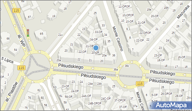 Szczecin, Piłsudskiego Józefa, marsz., 20b, mapa Szczecina