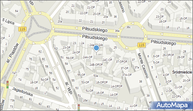 Szczecin, Piłsudskiego Józefa, marsz., 24B-OF, mapa Szczecina