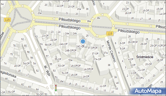 Szczecin, Piłsudskiego Józefa, marsz., 25-OF, mapa Szczecina