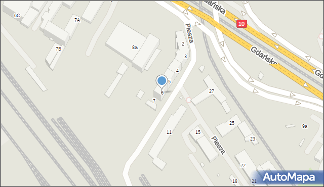 Szczecin, Piesza, 6, mapa Szczecina