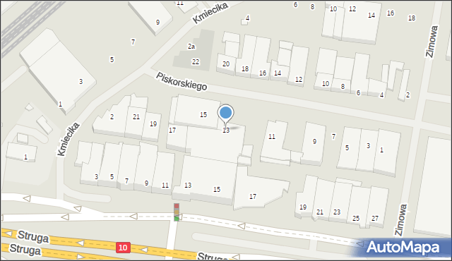 Szczecin, Piskorskiego Czesława, 13, mapa Szczecina