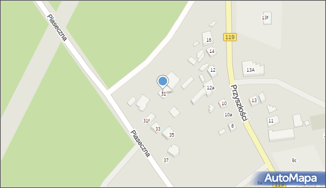 Szczecin, Piaseczna, 31, mapa Szczecina