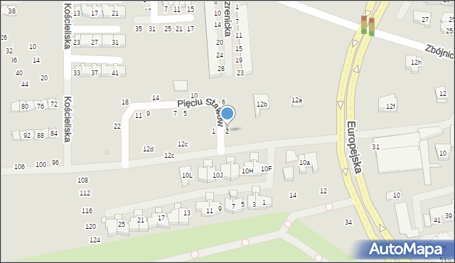 Szczecin, Pięciu Stawów, 2, mapa Szczecina