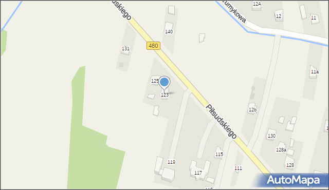 Szczerców, Piłsudskiego Józefa, marsz., 123, mapa Szczerców