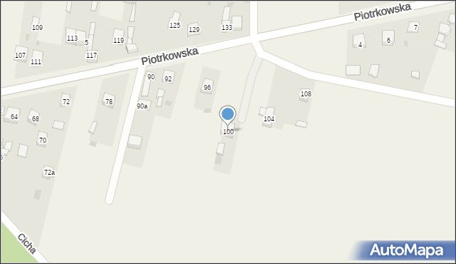 Szczerców, Piotrkowska, 100, mapa Szczerców