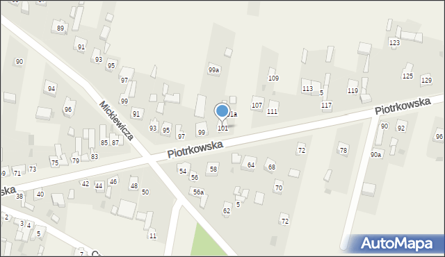 Szczerców, Piotrkowska, 101, mapa Szczerców