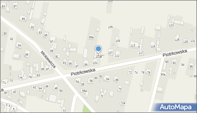 Szczerców, Piotrkowska, 101a, mapa Szczerców