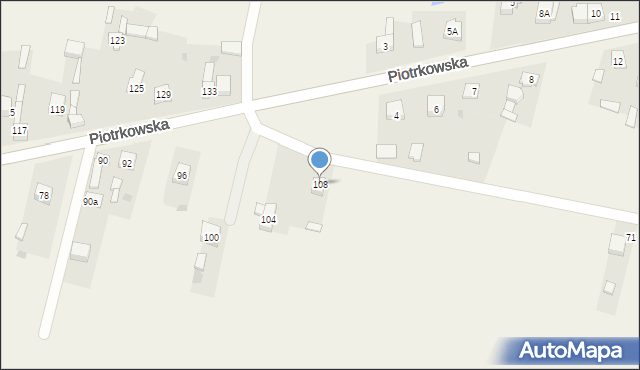 Szczerców, Piotrkowska, 108, mapa Szczerców