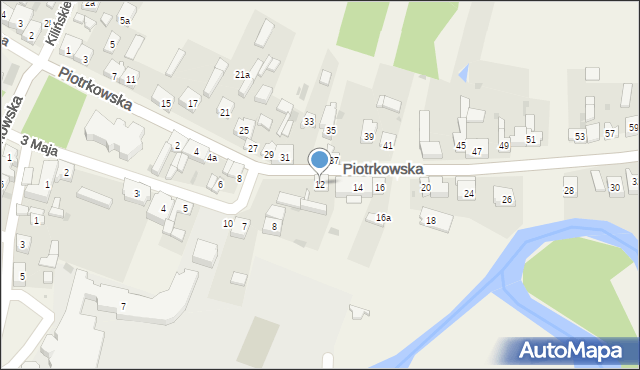 Szczerców, Piotrkowska, 12, mapa Szczerców