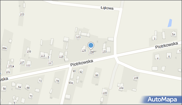 Szczerców, Piotrkowska, 129, mapa Szczerców