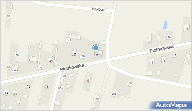 Szczerców, Piotrkowska, 133, mapa Szczerców