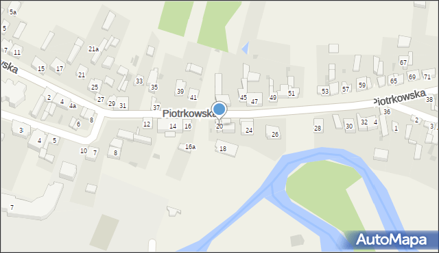 Szczerców, Piotrkowska, 20, mapa Szczerców