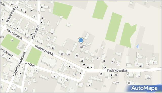 Szczerców, Piotrkowska, 21a, mapa Szczerców