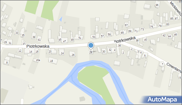 Szczerców, Piotrkowska, 28, mapa Szczerców