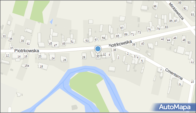 Szczerców, Piotrkowska, 30, mapa Szczerców