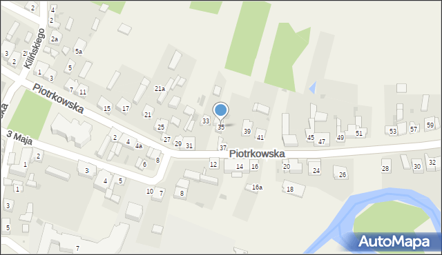 Szczerców, Piotrkowska, 35, mapa Szczerców