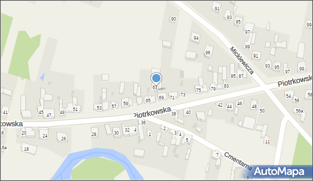 Szczerców, Piotrkowska, 67a, mapa Szczerców