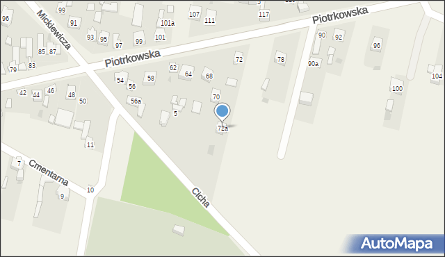 Szczerców, Piotrkowska, 72a, mapa Szczerców