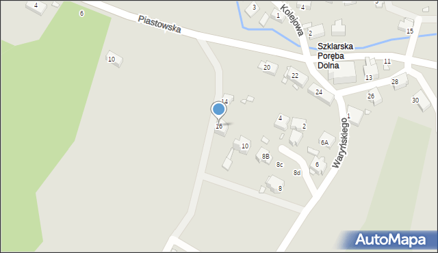 Szklarska Poręba, Piastowska, 16, mapa Szklarska Poręba