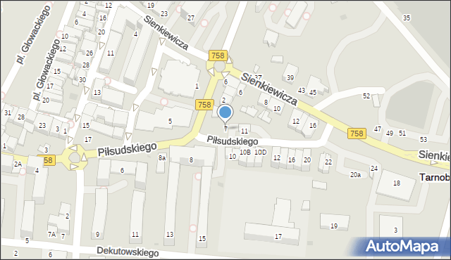 Tarnobrzeg, Piłsudskiego Józefa, marsz., 7, mapa Tarnobrzegu