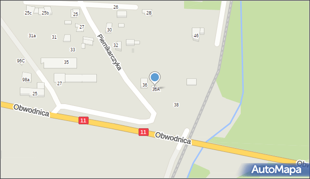 Tarnowskie Góry, Piernikarczyka Józefa, 36A, mapa Tarnowskie Góry