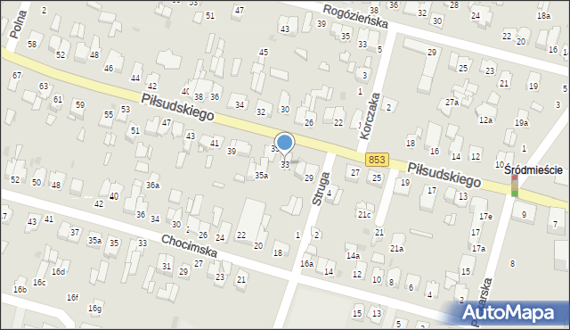 Tomaszów Lubelski, Piłsudskiego Józefa, marsz., 33, mapa Tomaszów Lubelski