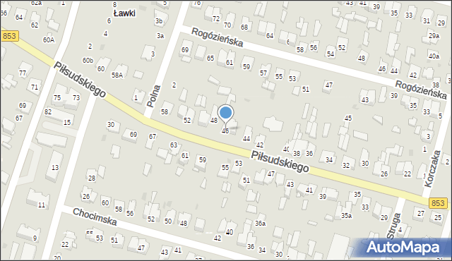 Tomaszów Lubelski, Piłsudskiego Józefa, marsz., 46, mapa Tomaszów Lubelski