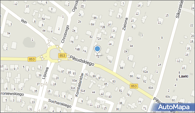 Tomaszów Lubelski, Piłsudskiego Józefa, marsz., 72, mapa Tomaszów Lubelski