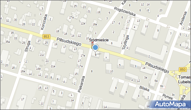 Tomaszów Lubelski, Piłsudskiego Józefa, marsz., 9, mapa Tomaszów Lubelski