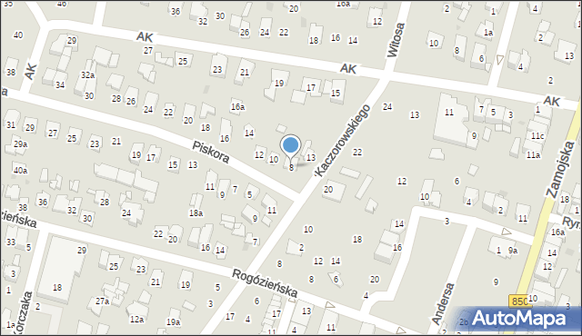 Tomaszów Lubelski, Piskora Tadeusza, 8, mapa Tomaszów Lubelski