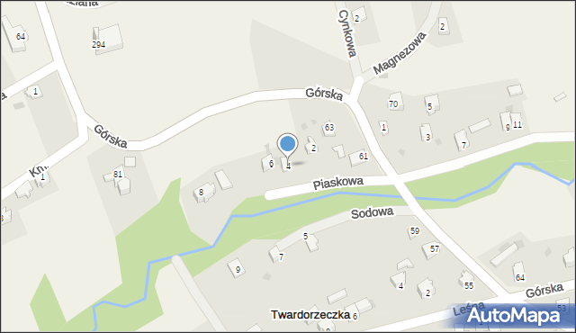 Twardorzeczka, Piaskowa, 4, mapa Twardorzeczka