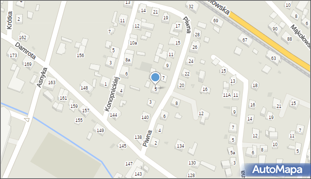 Tychy, Piwna, 5, mapa Tychów