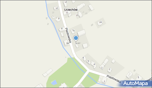 Uciechów, Piastowska, 7, mapa Uciechów