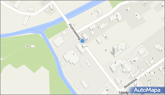 Ujsoły, Piotrowskiego, ks. prał., 3, mapa Ujsoły