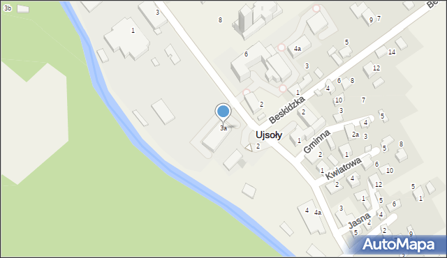 Ujsoły, Piotrowskiego, ks. prał., 3a, mapa Ujsoły