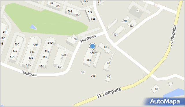 Wągrowiec, Piaskowa, 36b, mapa Wągrowiec