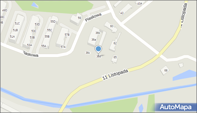 Wągrowiec, Piaskowa, 36d, mapa Wągrowiec