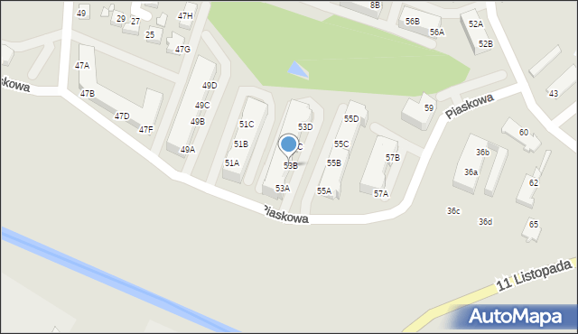 Wągrowiec, Piaskowa, 53B, mapa Wągrowiec