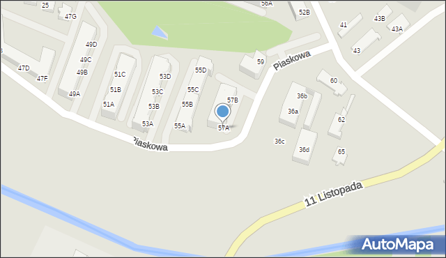 Wągrowiec, Piaskowa, 57A, mapa Wągrowiec