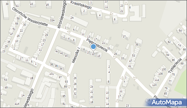 Wałbrzych, Piętnastolecia, 12, mapa Wałbrzycha