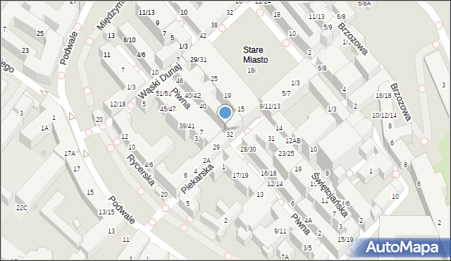 Warszawa, Piwna, 34/36, mapa Warszawy