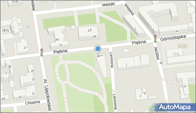 Warszawa, Piękna, 1A, mapa Warszawy