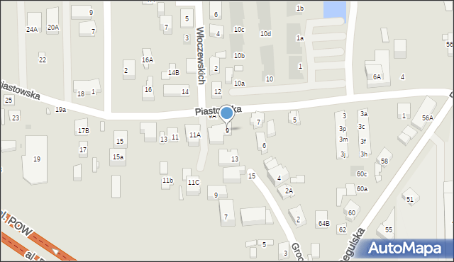 Warszawa, Piastowska, 9, mapa Warszawy