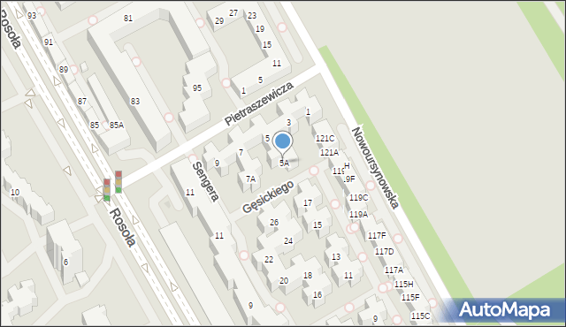 Warszawa, Pietraszewicza Bronisława, 5A, mapa Warszawy