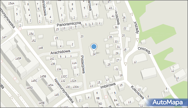 Warszawa, Pistacjowa, 14, mapa Warszawy