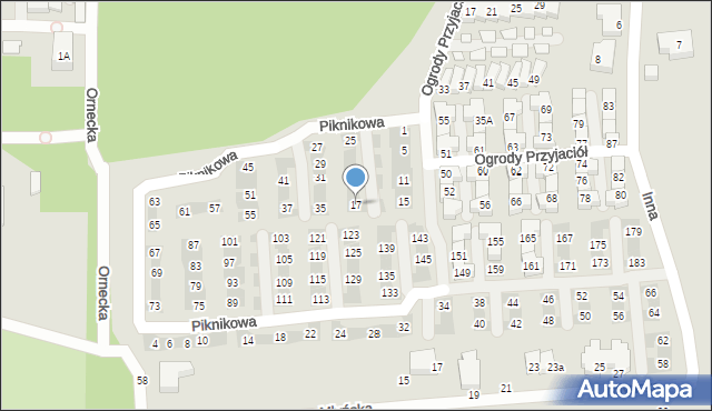 Warszawa, Piknikowa, 17, mapa Warszawy